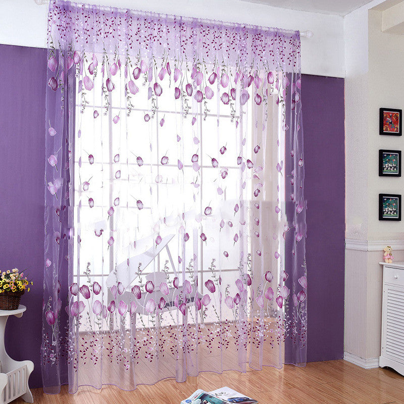 Decorative floral sheer curtain – Elegant transparent curtain