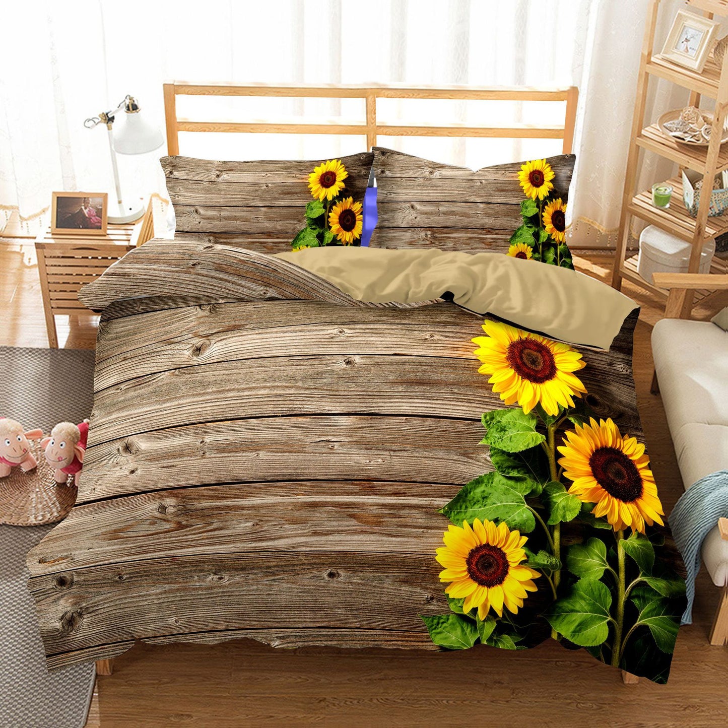 3-Piece Sunflower Duvet Cover - Bright Style