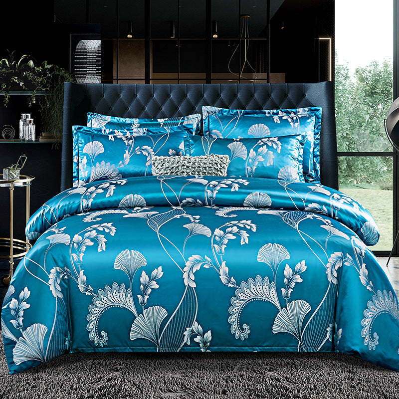 Luxury Satin Jacquard Bedding Set – 4 Elegant Pieces