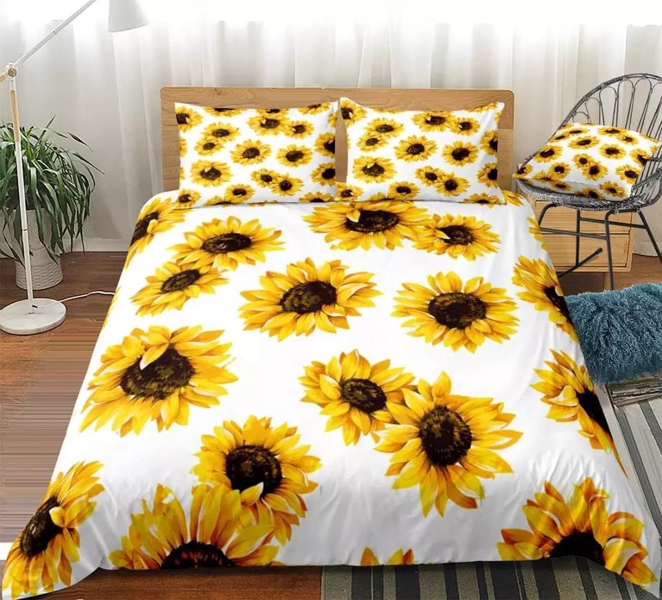 3-Piece Sunflower Duvet Cover - Bright Style