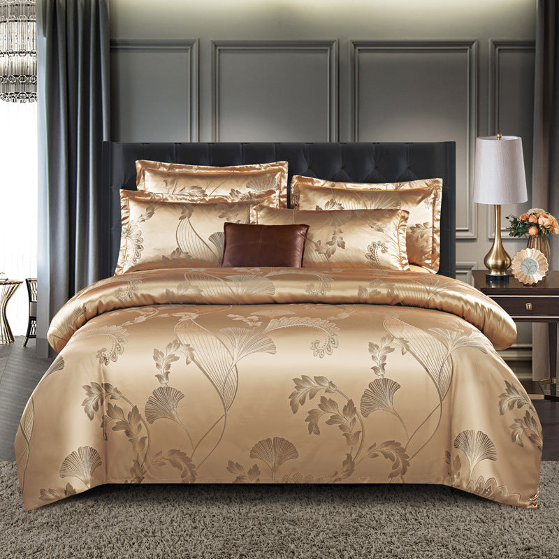 Luxury Satin Jacquard Bedding Set – 4 Elegant Pieces
