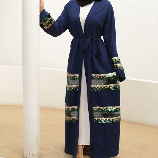 Abaya noire à sequins – Robe musulmane élégante style Dubai