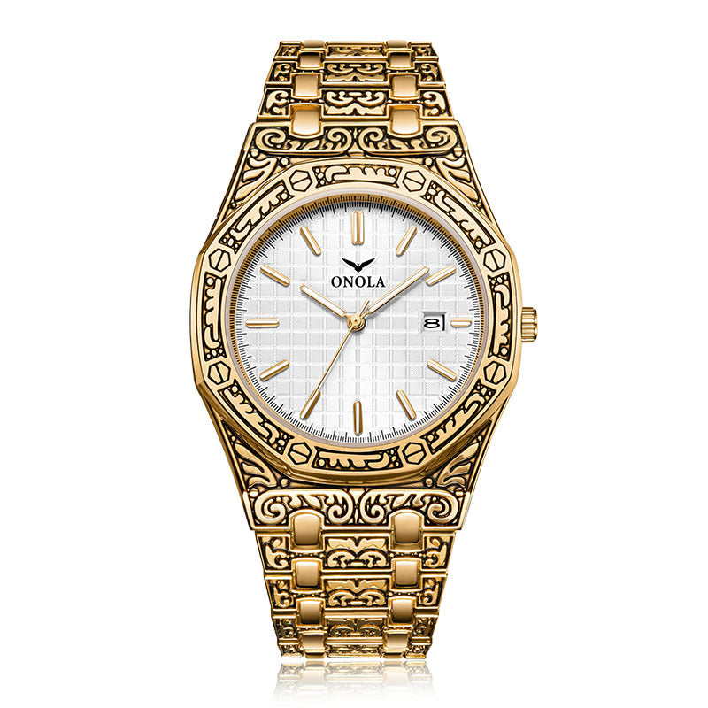 Montre Dorée Gravée – Élégance Premium