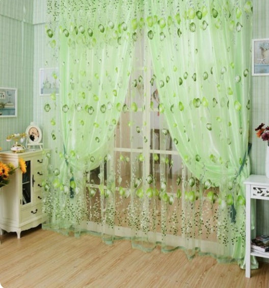 Decorative floral sheer curtain – Elegant transparent curtain
