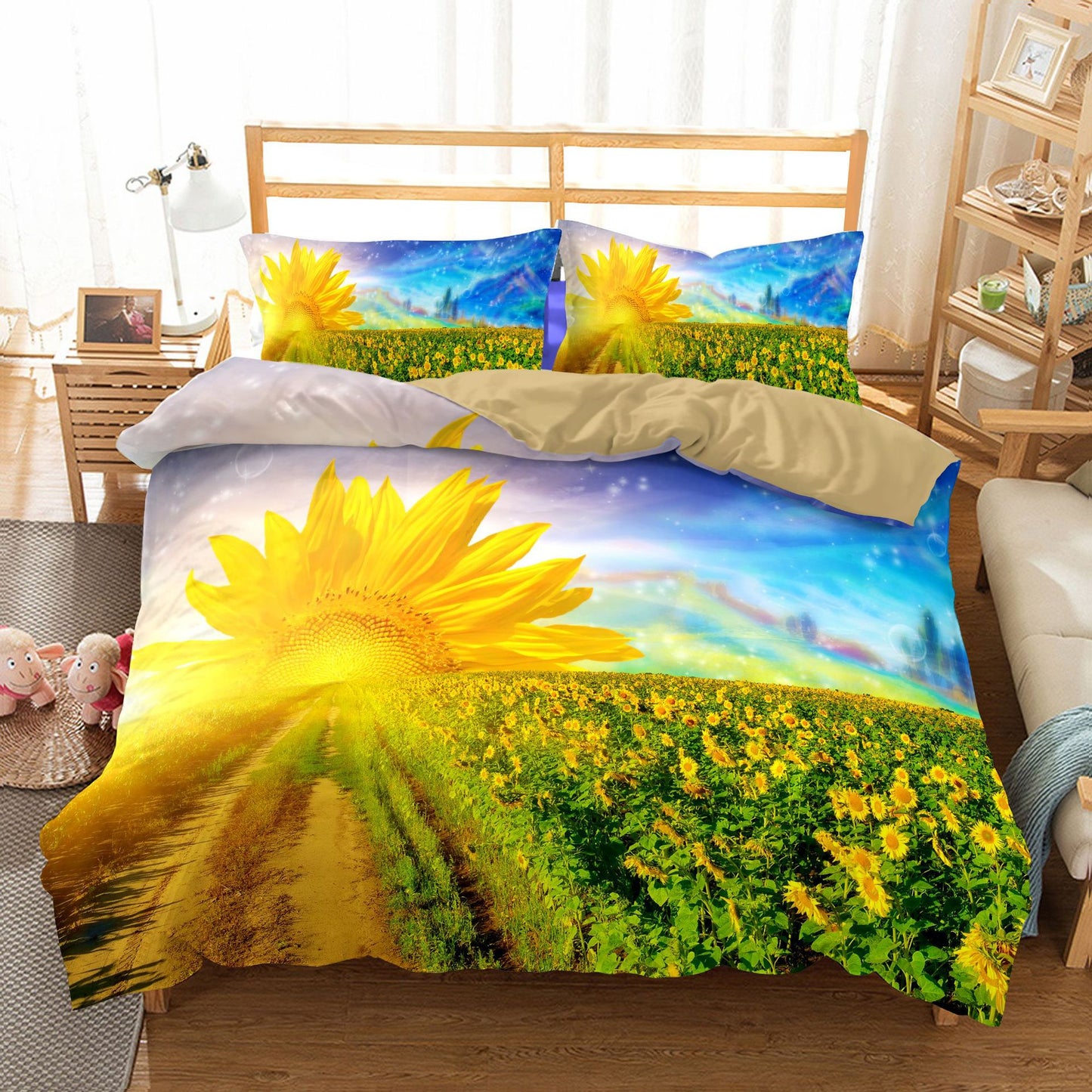 3-Piece Sunflower Duvet Cover - Bright Style
