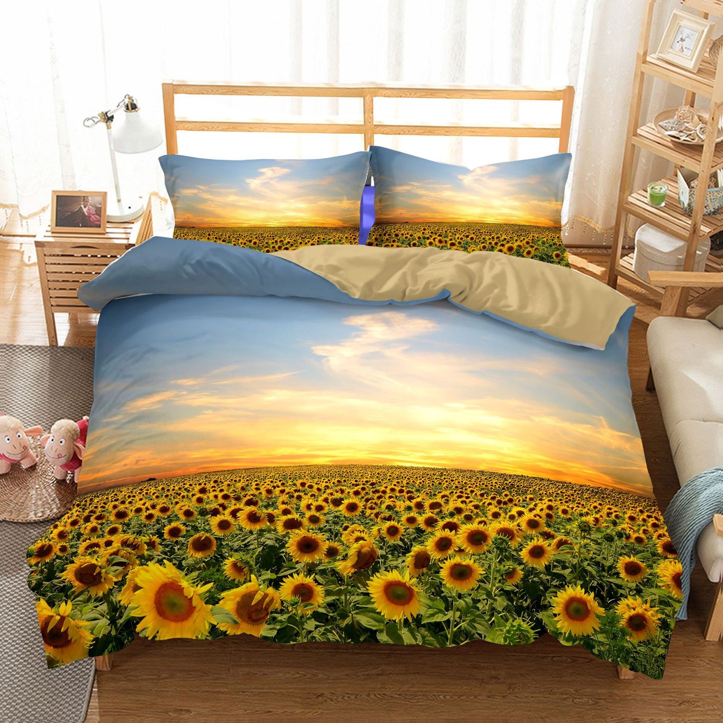 3-Piece Sunflower Duvet Cover - Bright Style