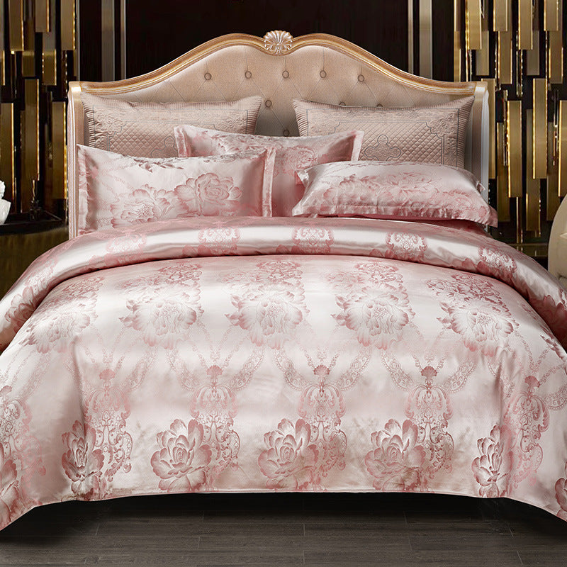 Luxury Satin Jacquard Bedding Set – 4 Elegant Pieces
