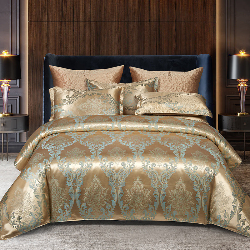 Luxury Satin Jacquard Bedding Set – 4 Elegant Pieces