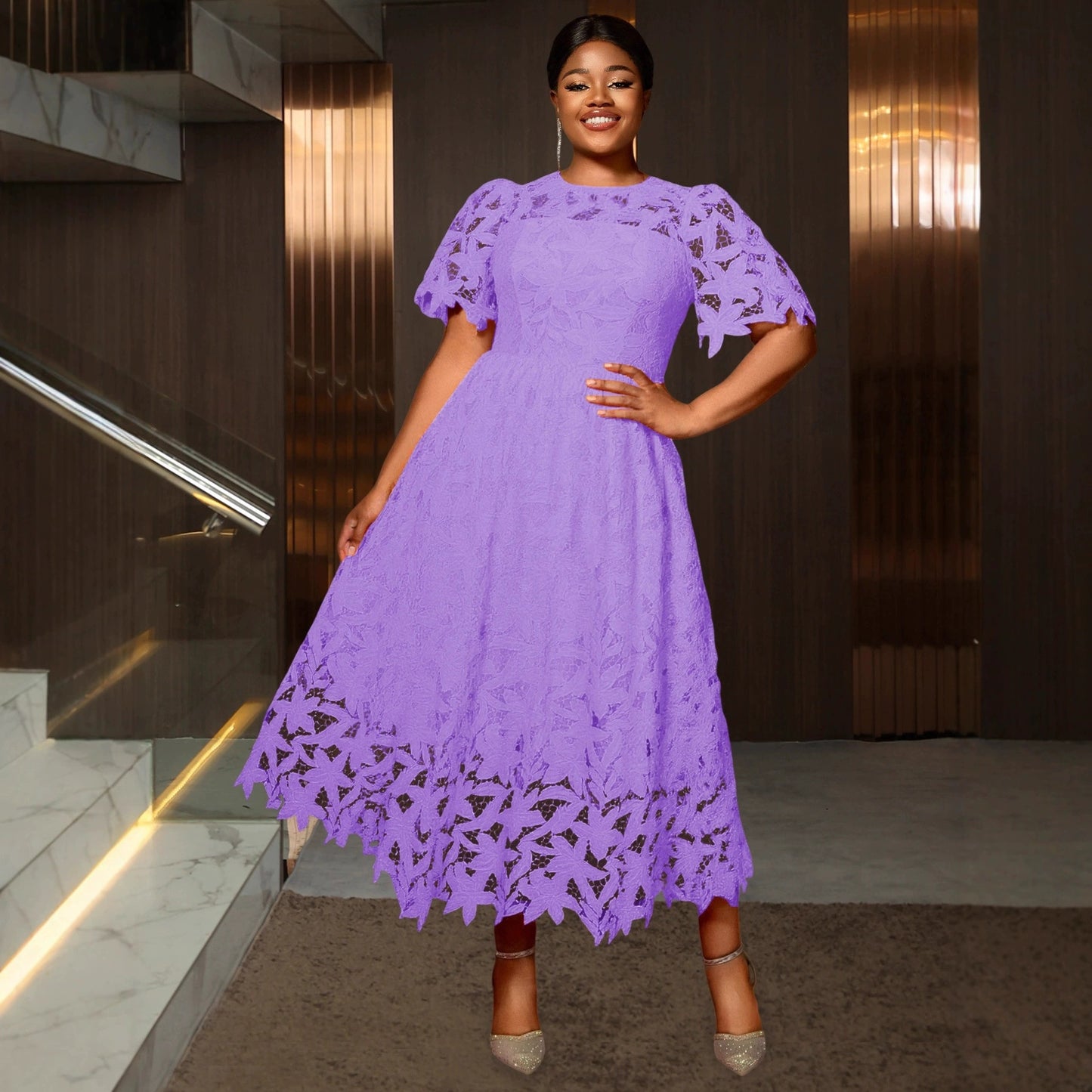 Elegant Long Lace Dress – Chic & Refined Style