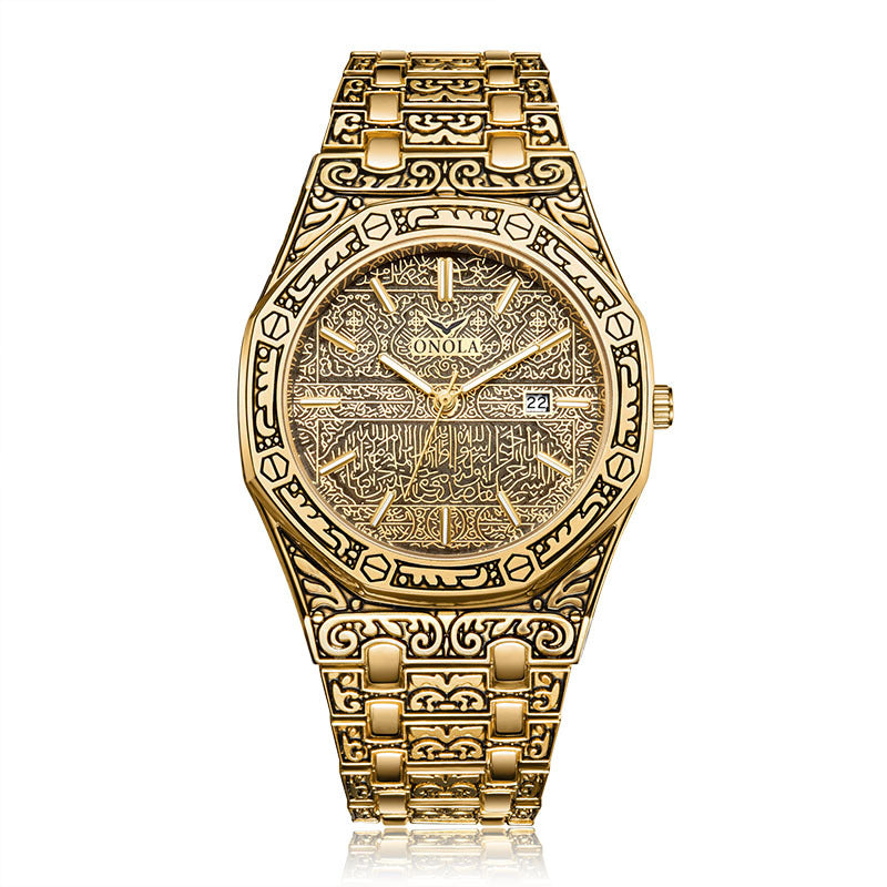 Montre Dorée Gravée – Élégance Premium