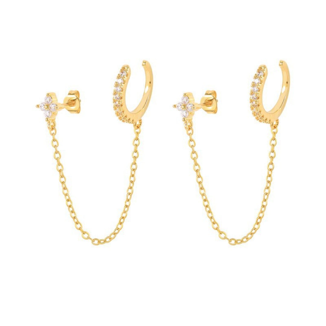 Boucles d’Oreilles Étoiles Luxe – Style Élégant avec Chaîne