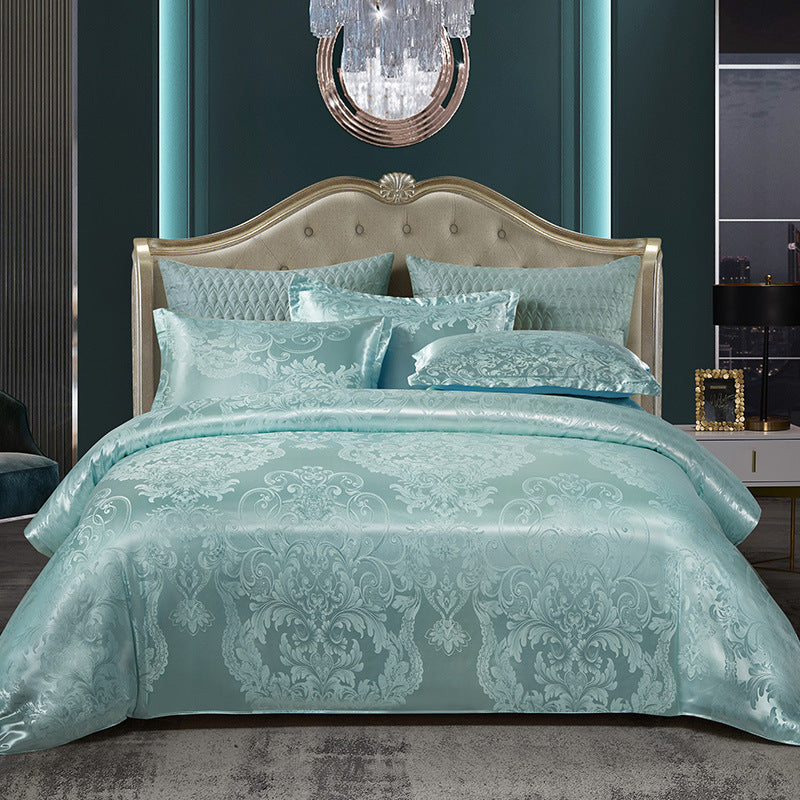 Luxury Satin Jacquard Bedding Set – 4 Elegant Pieces