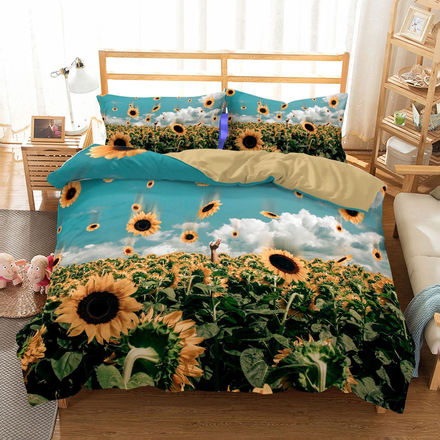 3-Piece Sunflower Duvet Cover - Bright Style
