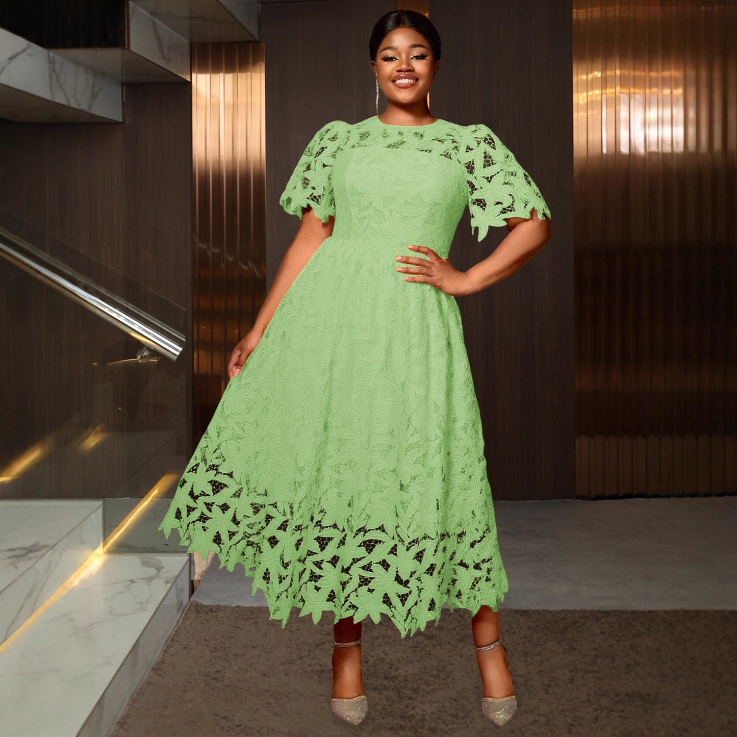 Elegant Long Lace Dress – Chic & Refined Style