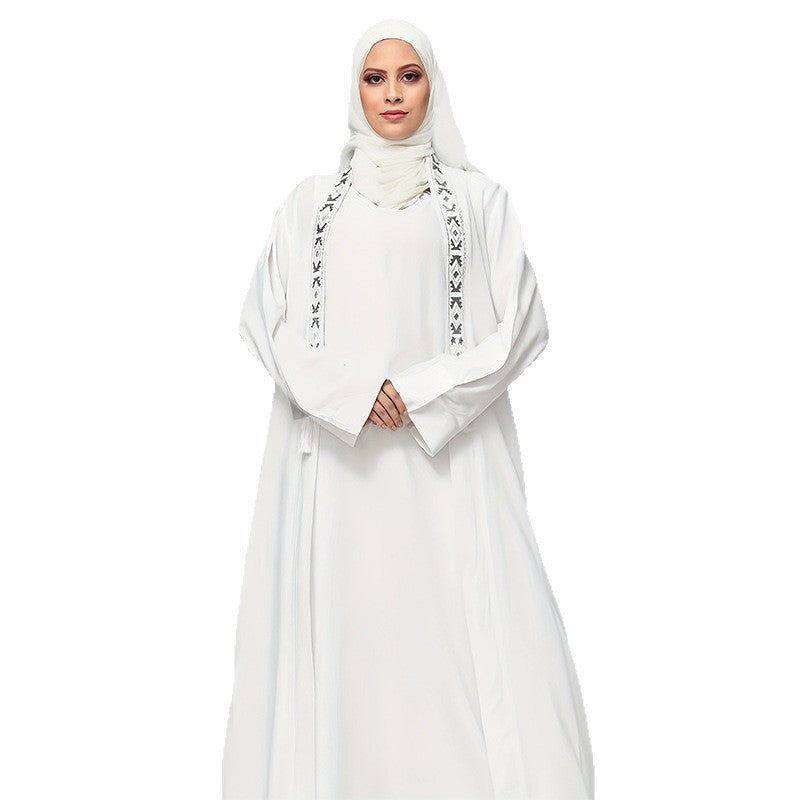 Abaya blanche 2 pièces avec hijab – Robe musulmane élégante et moderne