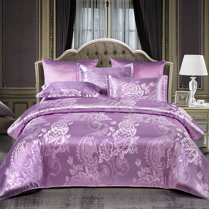 Luxury Satin Jacquard Bedding Set – 4 Elegant Pieces