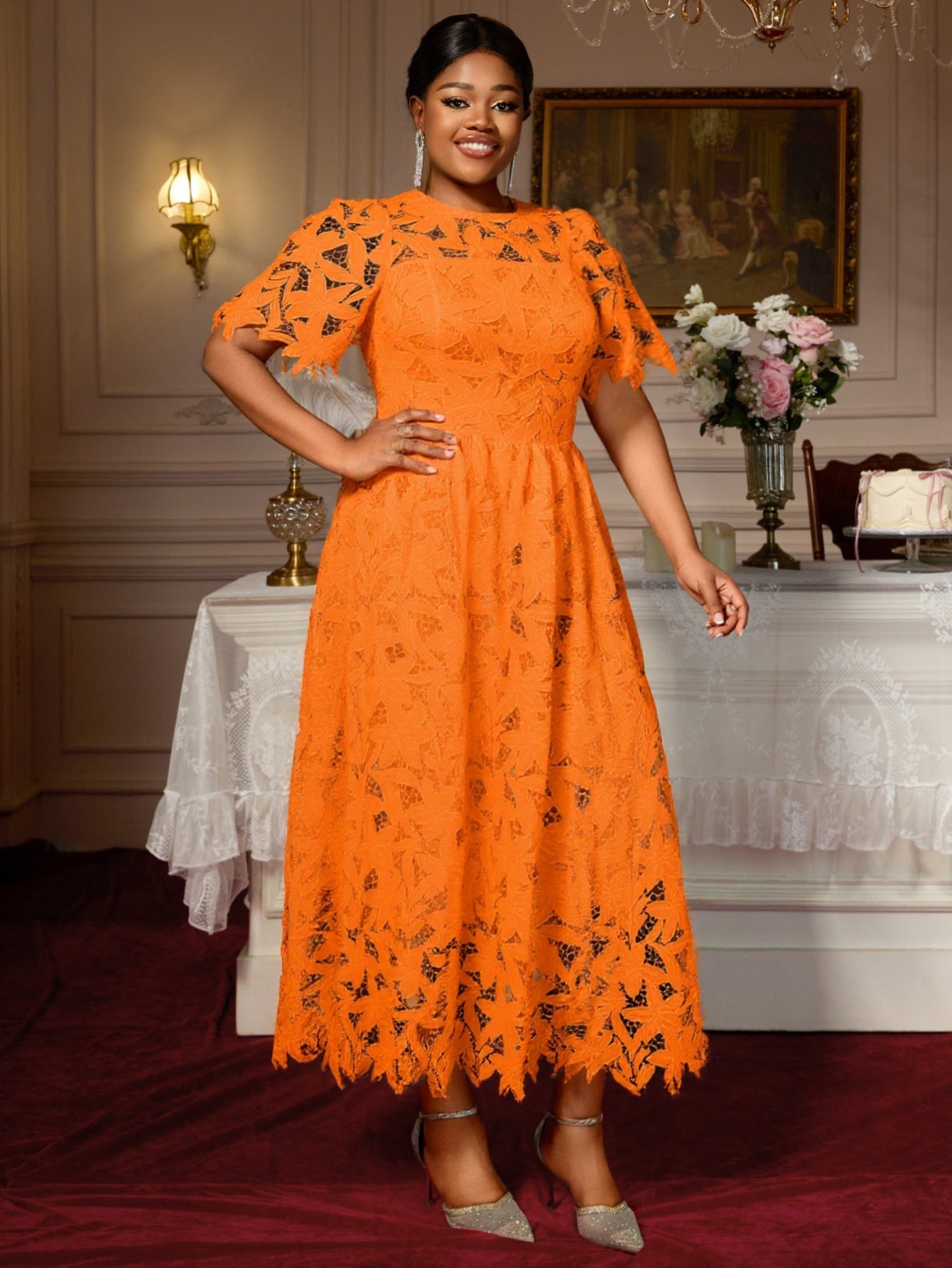 Elegant Long Lace Dress – Chic & Refined Style