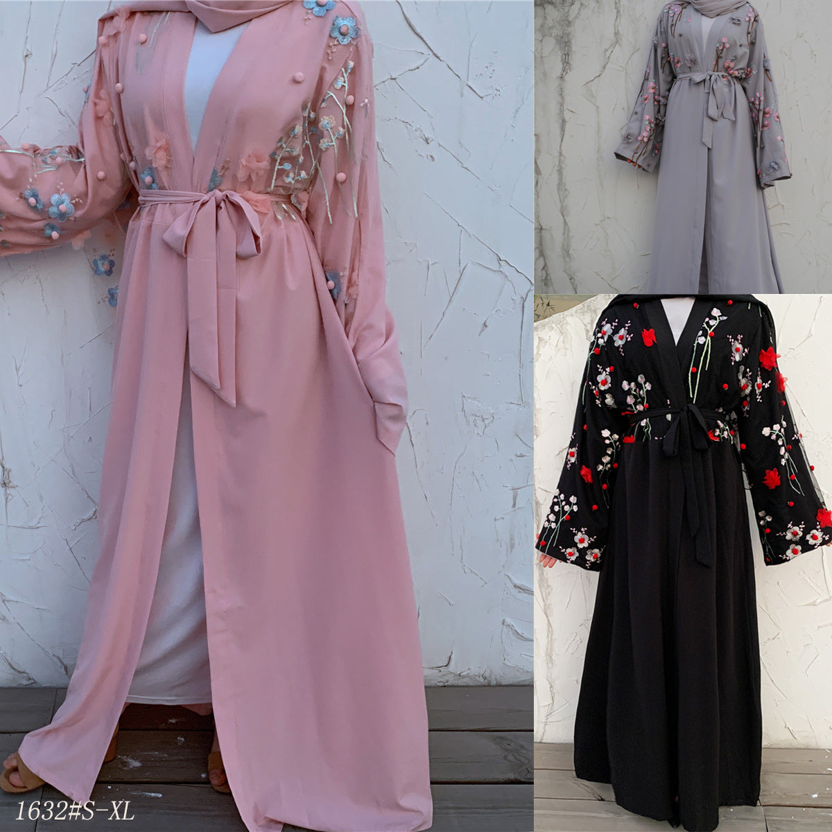 3D Floral Black Abaya – Elegant and Modern Muslim Dress