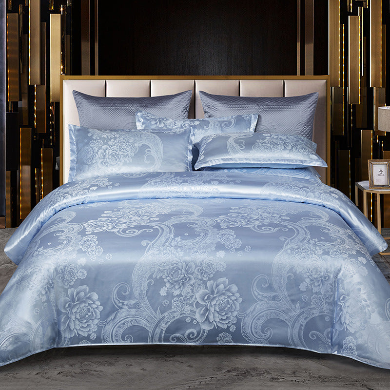 Luxury Satin Jacquard Bedding Set – 4 Elegant Pieces