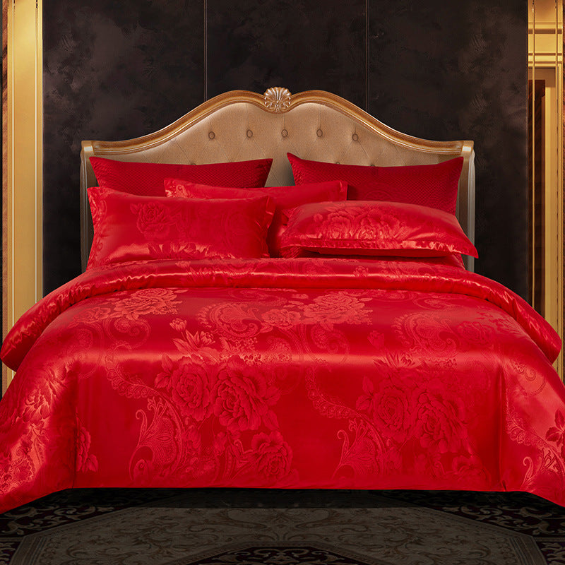 Luxury Satin Jacquard Bedding Set – 4 Elegant Pieces
