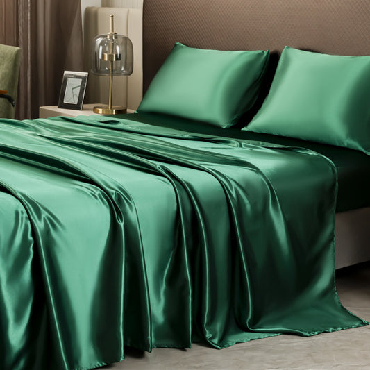 Parure de lit satin luxe – Drap + taies d’oreiller