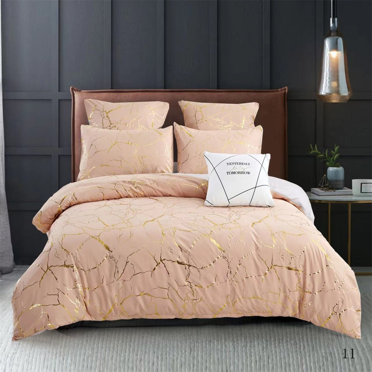 Parure de Lit Luxe Noir & Or – Élégance Moderne 3 Pièces