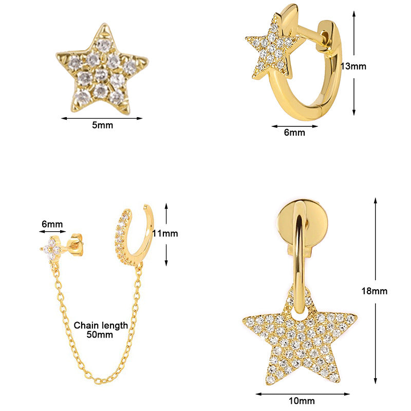 Boucles d’Oreilles Étoiles Luxe – Style Élégant avec Chaîne