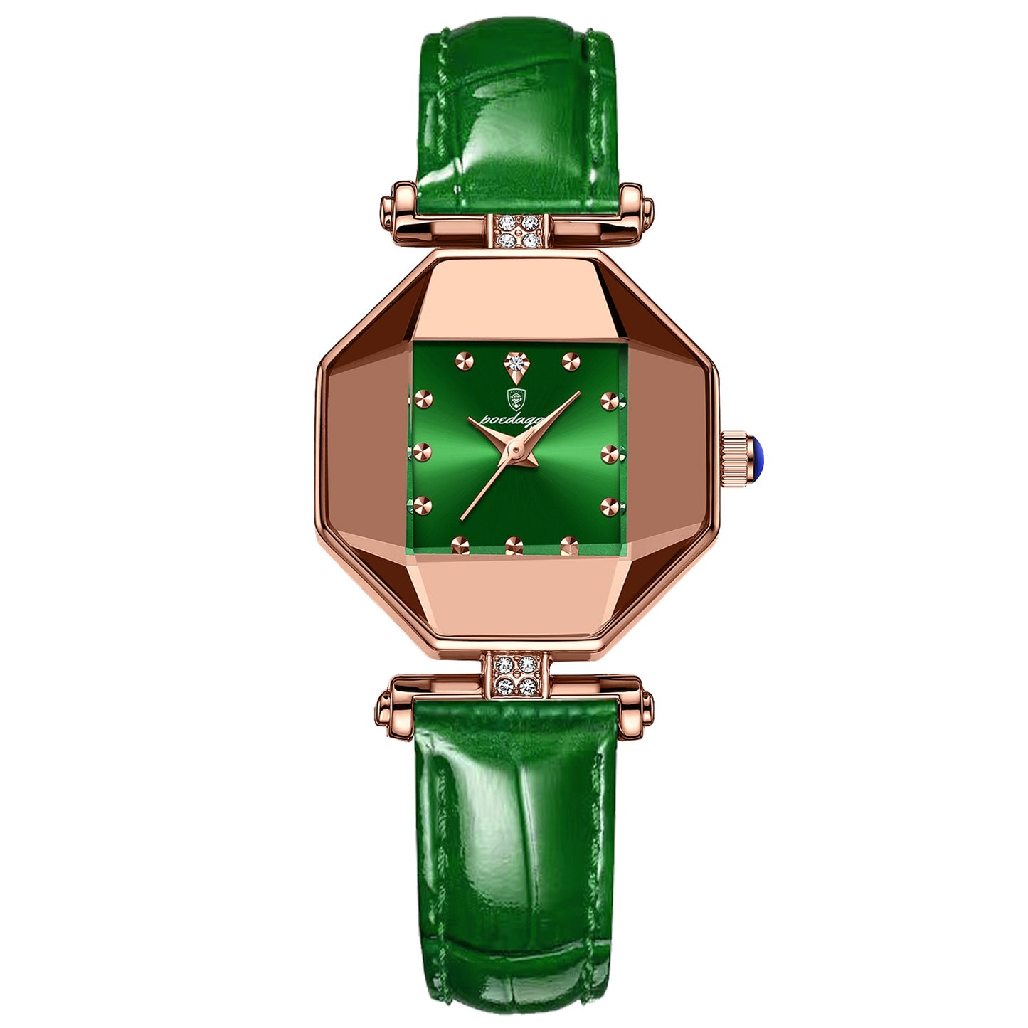 Elegant Women's Quartz Watch – Diamond Style Leather Strap