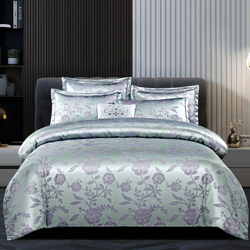Luxury Satin Jacquard Bedding Set – 4 Elegant Pieces