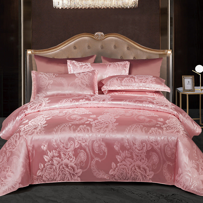 Luxury Satin Jacquard Bedding Set – 4 Elegant Pieces
