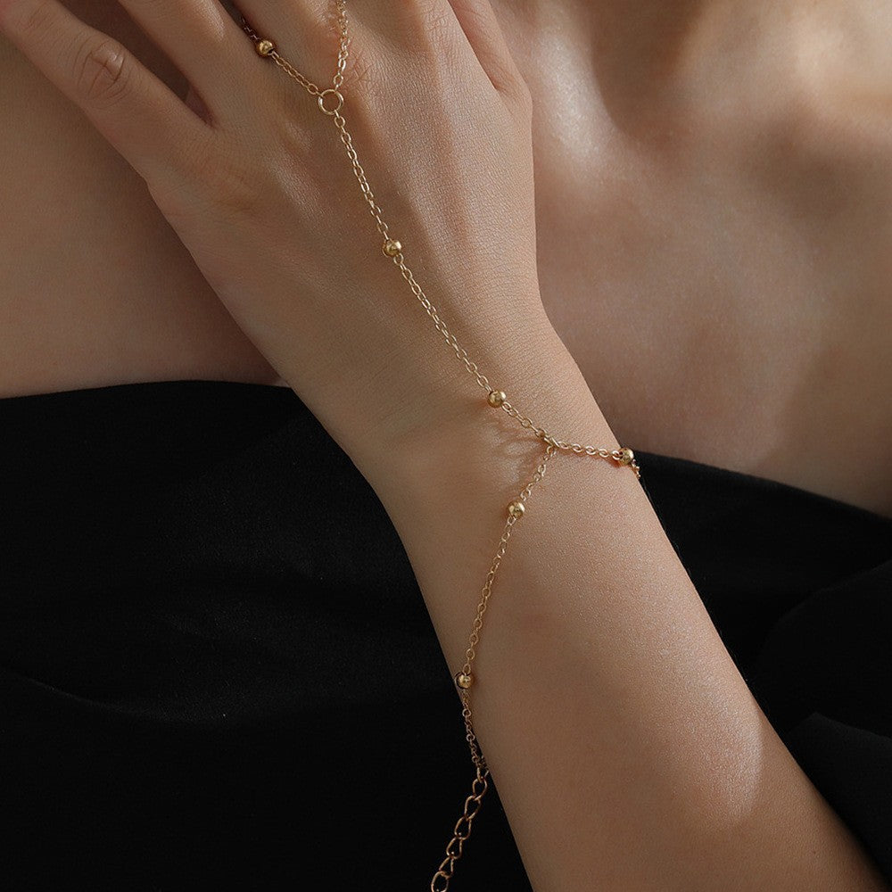 Bracelet Bague Chaîne Main Doré – Élégance Délicate