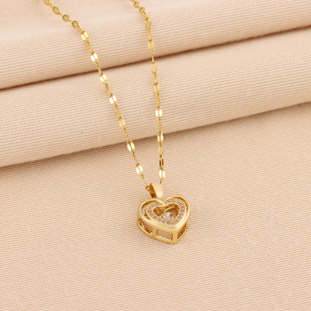 Collier Cœur Élégant Double Chaîne – Amour Éternel
