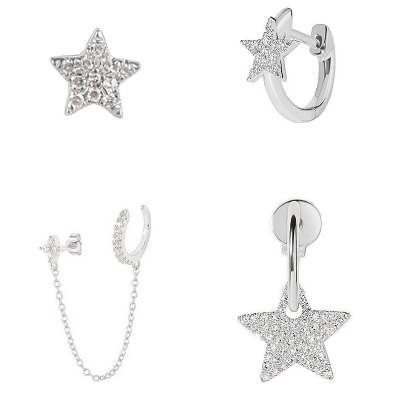 Boucles d’Oreilles Étoiles Luxe – Style Élégant avec Chaîne