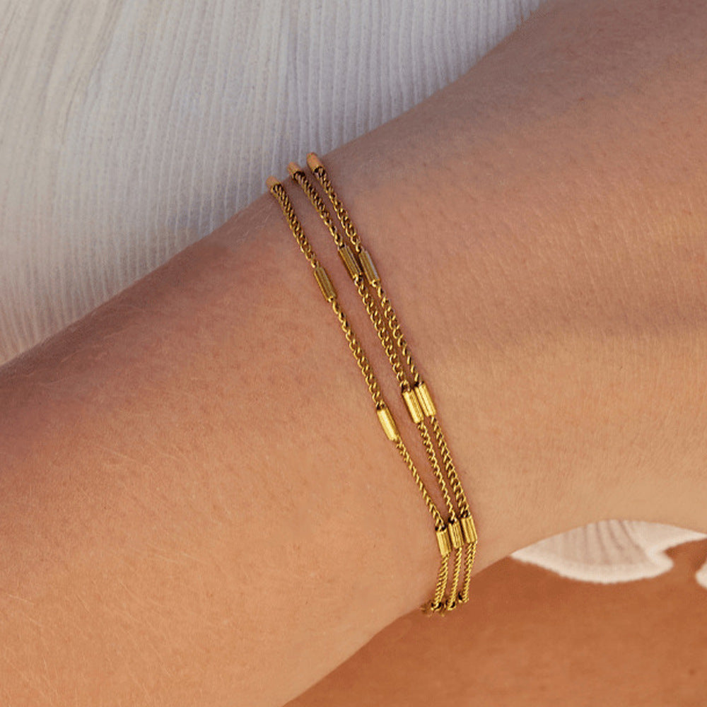 Bracelet Multi-Rangs Minimaliste — Doré – KAFIHA