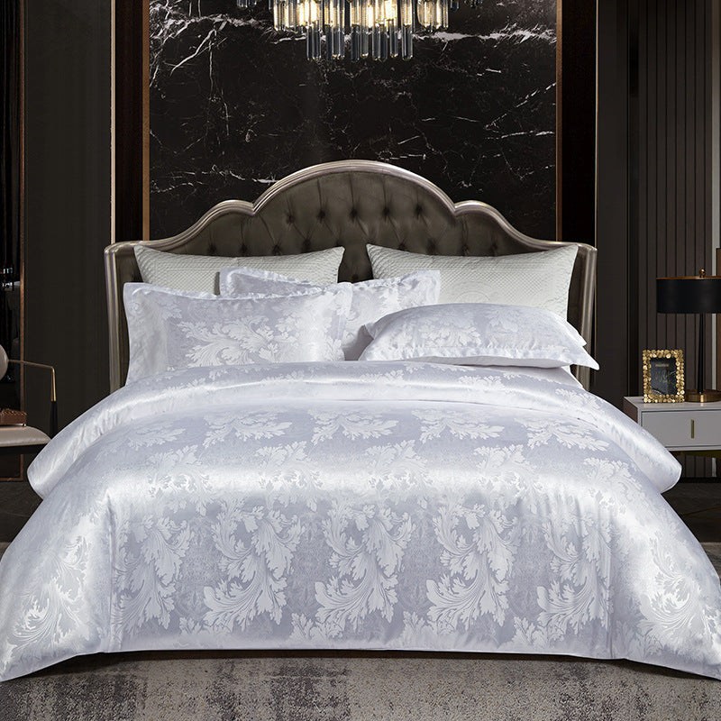 Luxury Satin Jacquard Bedding Set – 4 Elegant Pieces