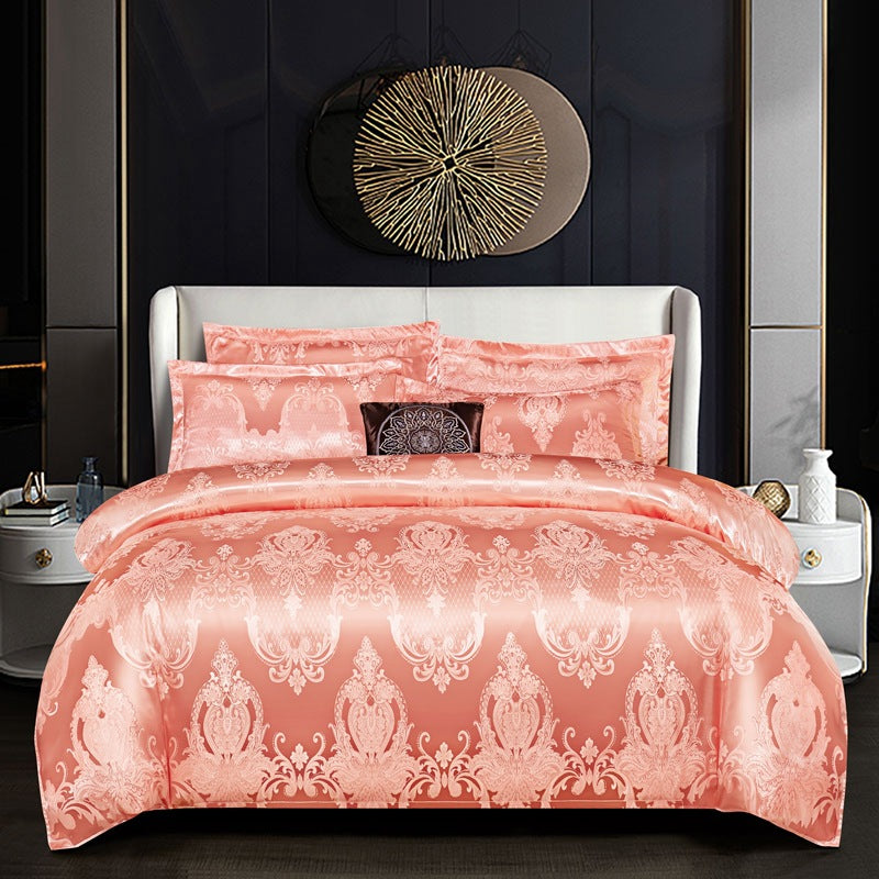 Luxury Satin Jacquard Bedding Set – 4 Elegant Pieces