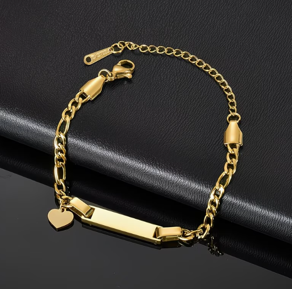 Bracelet Personnalisé Luxe  – Gravure Prénom Acier Inoxydable Doré