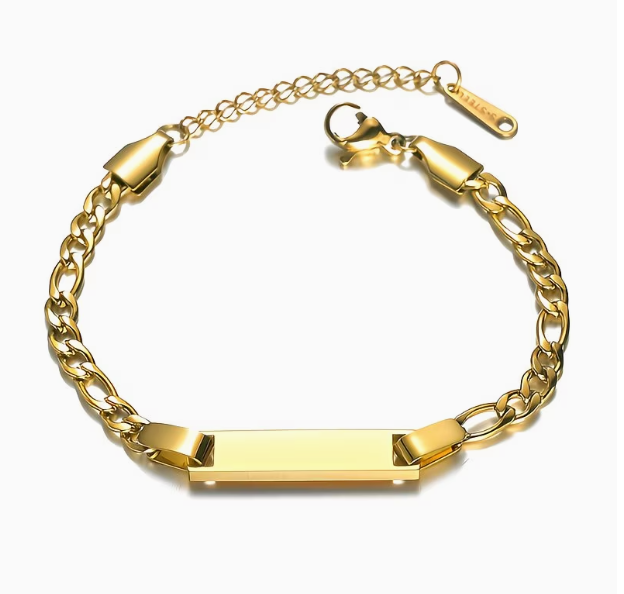 Bracelet Personnalisé Luxe  – Gravure Prénom Acier Inoxydable Doré
