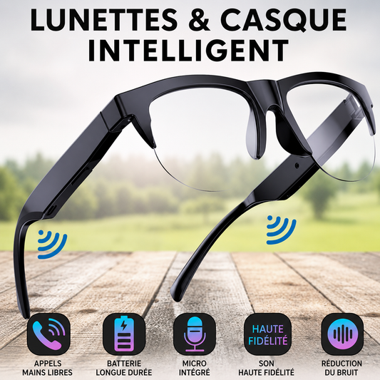 Lunettes Bluetooth Connectées – Audio Sans Fil Élégant & Appels Mains Libres
