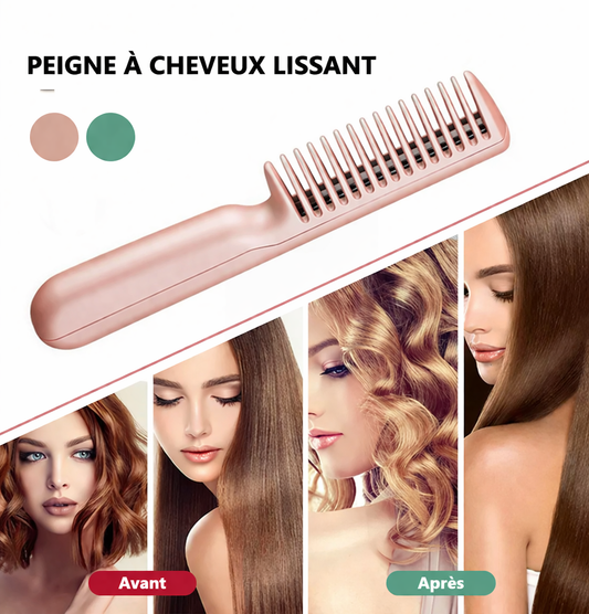 Peigne Lisseur Portable USB – Cheveux Lisses en Quelques Minutes