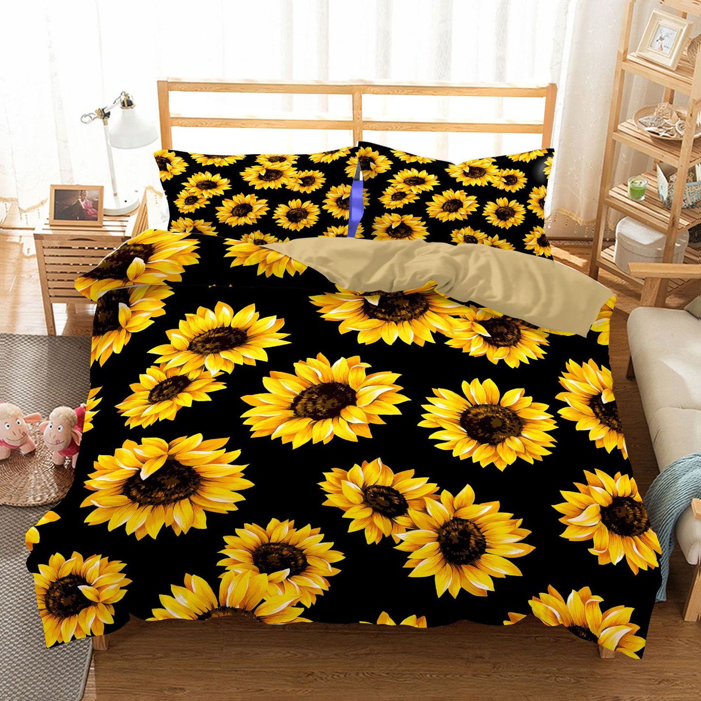 3-Piece Sunflower Duvet Cover - Bright Style