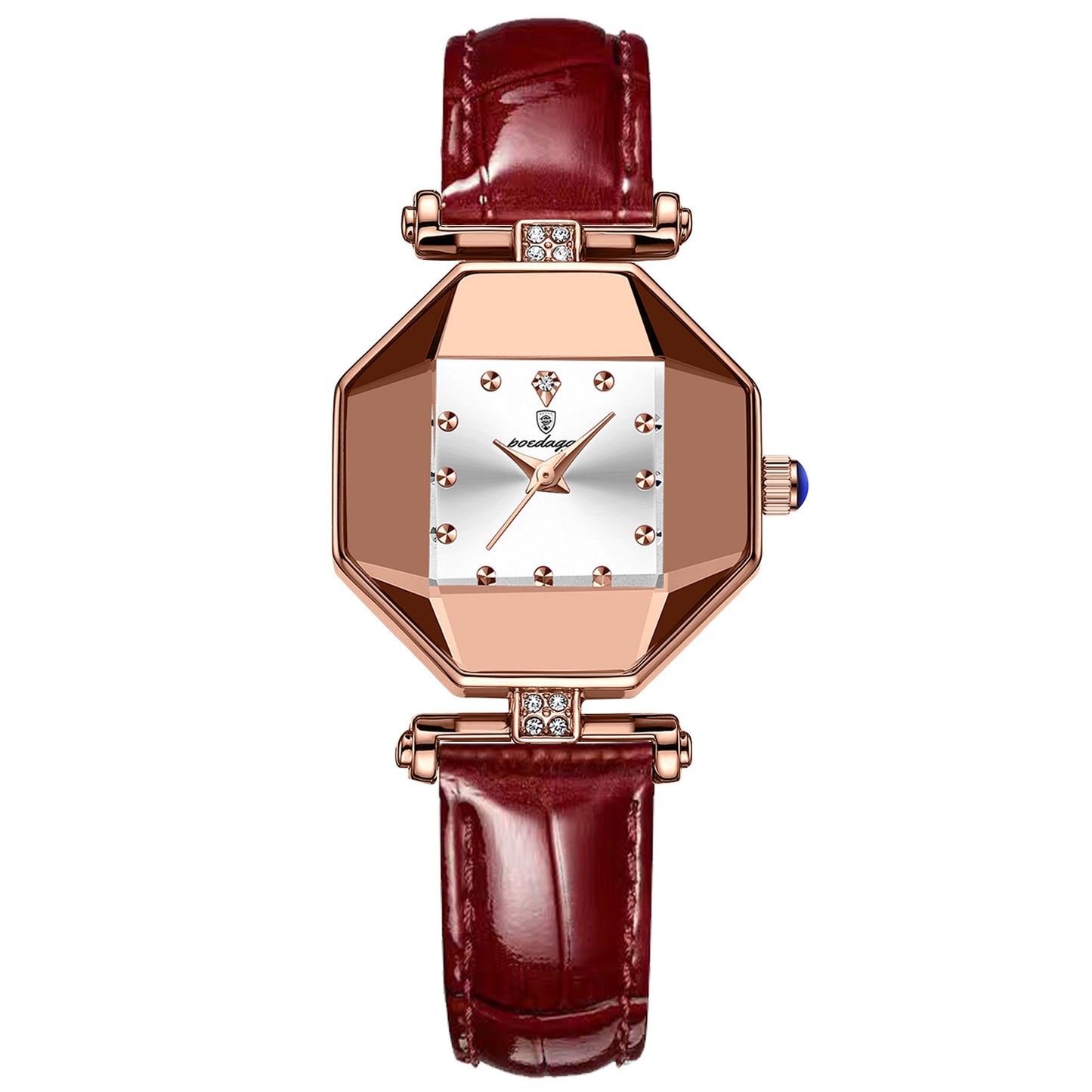 Elegant Women's Quartz Watch – Diamond Style Leather Strap