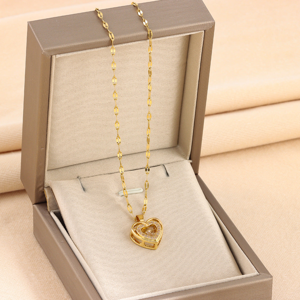 Collier Cœur Élégant Double Chaîne – Amour Éternel