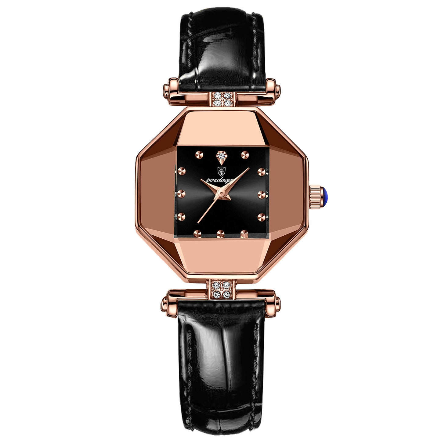 Elegant Women's Quartz Watch – Diamond Style Leather Strap