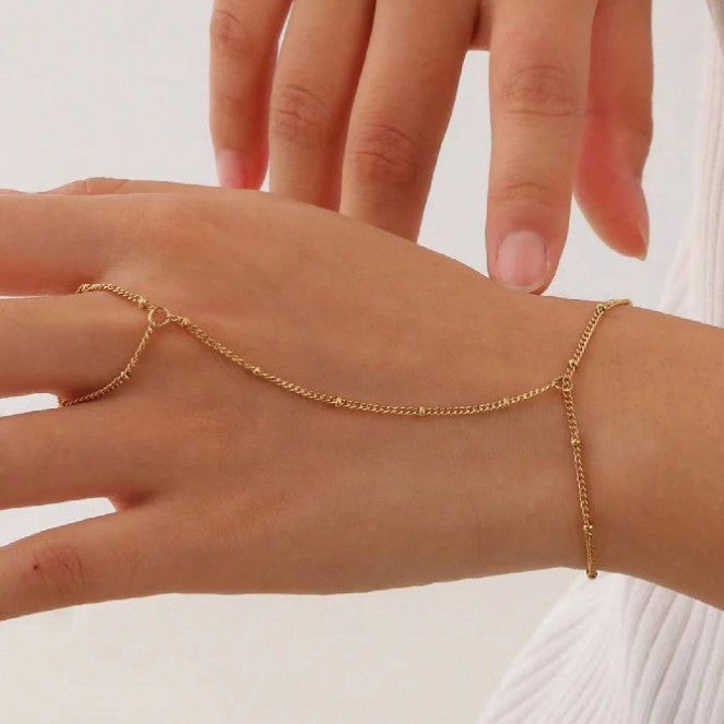 Bracelet Bague Chaîne Main Doré – Élégance Délicate