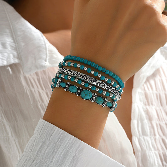 Bracelets – Ensemble Turquoise Vintage (5 pièces)