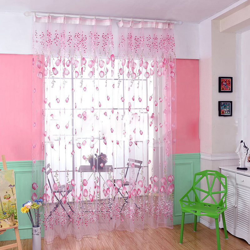 Decorative floral sheer curtain – Elegant transparent curtain