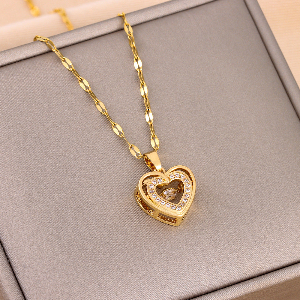 Collier Cœur Élégant Double Chaîne – Amour Éternel