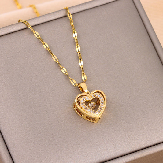 Elegant Double Chain Heart Necklace - Eternal Love