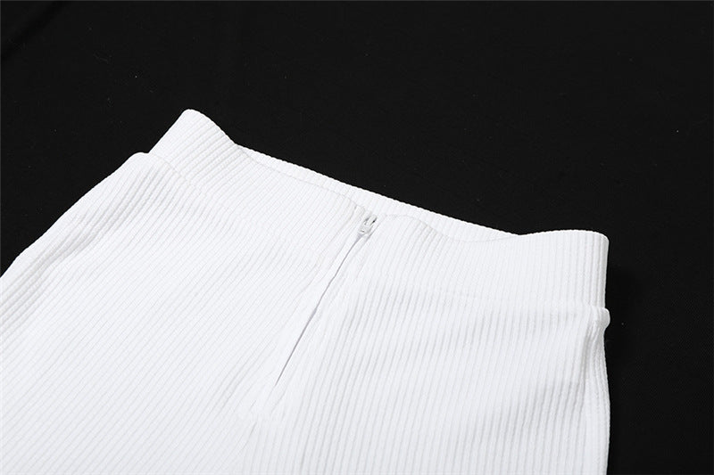Women's Elegant Set - Crop Top & High-Waisted Pants